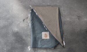 あずま袋　水色×生成り